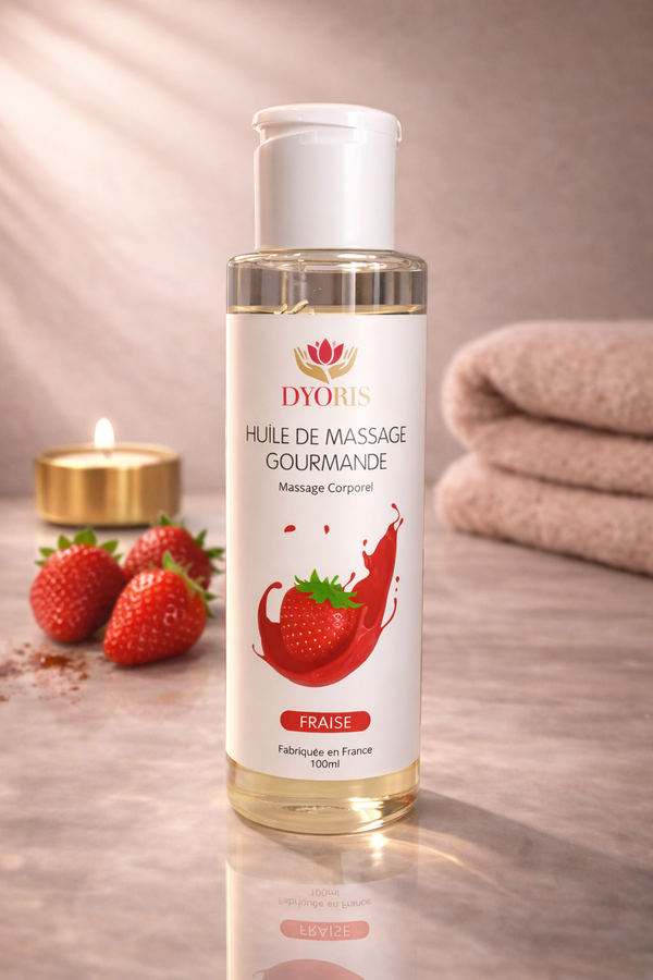 Huile de massage fraise comestible