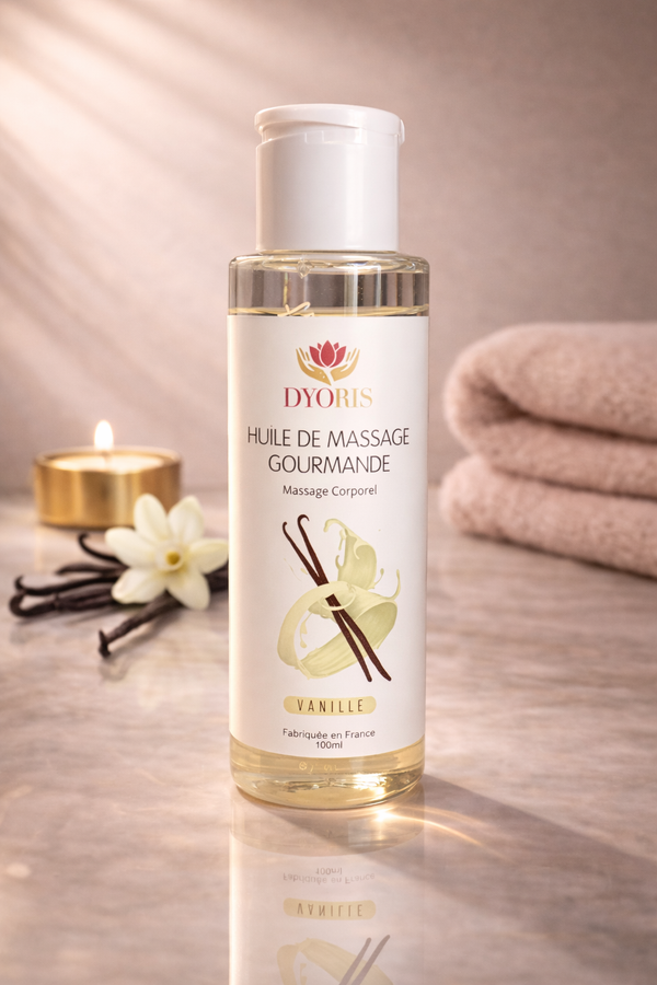 Huile de massage vanille comestible